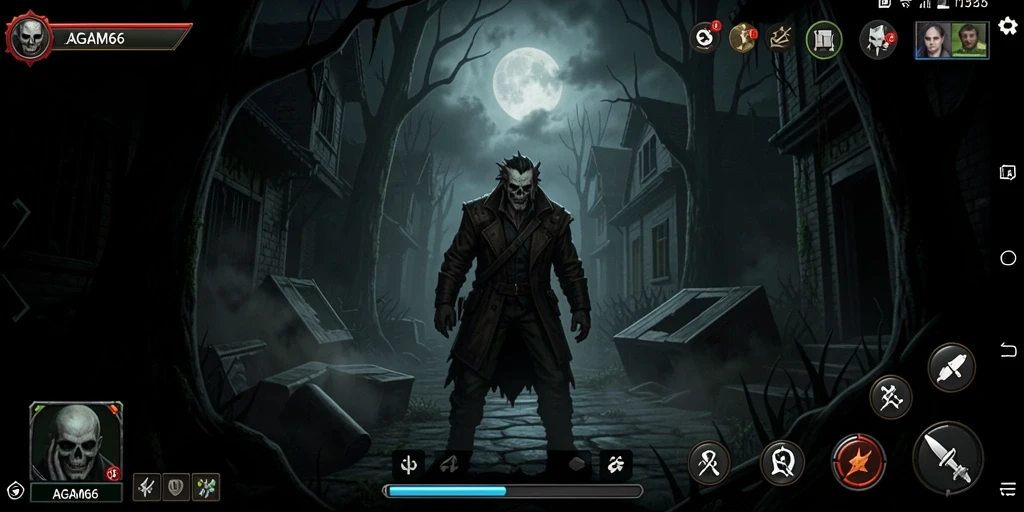 Screenshot gameplay AGAM66 menampilkan ketegangan mencekam di malam hari.