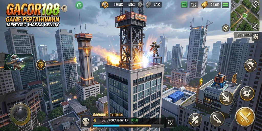 Tampilan gameplay seru GACOR108 dengan berbagai menara dan musuh yang menantang.
