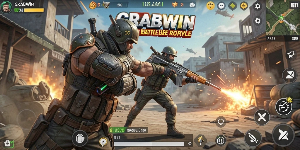 Tangkapan layar gameplay GRABWIN yang mendebarkan dalam pertempuran Battle Royale.