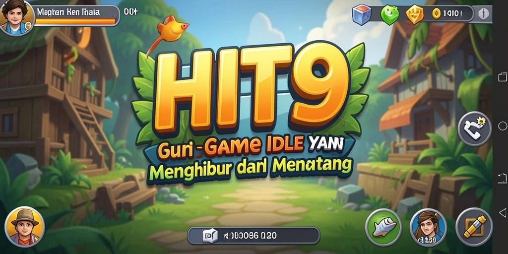 Tampilan gameplay utama HIT9 dengan karakter bertarung dalam mode Idle.