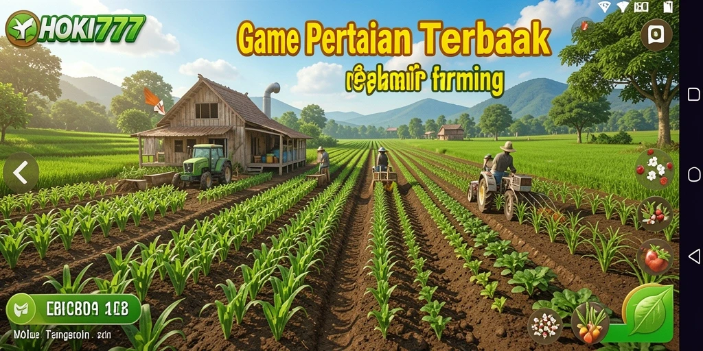 Tampilan menarik gameplay HOKI777 dengan aktivitas pertanian.