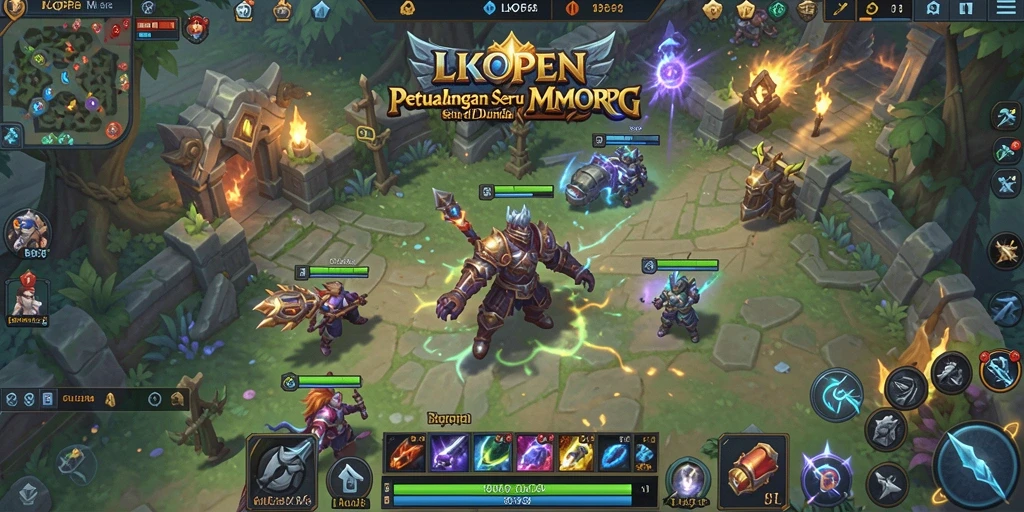 Tangkapan layar utama LKOPEN menampilkan aksi seru dalam pertempuran MMORPG.