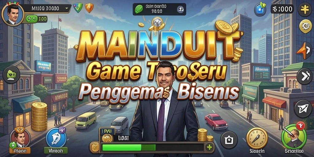 Tampilan gameplay <strong>MAINDUIT</strong> yang menarik dan interaktif dalam membangun bisnis.
