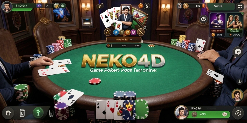 Tampilan utama gameplay NEKO4D dengan meja Poker yang seru.