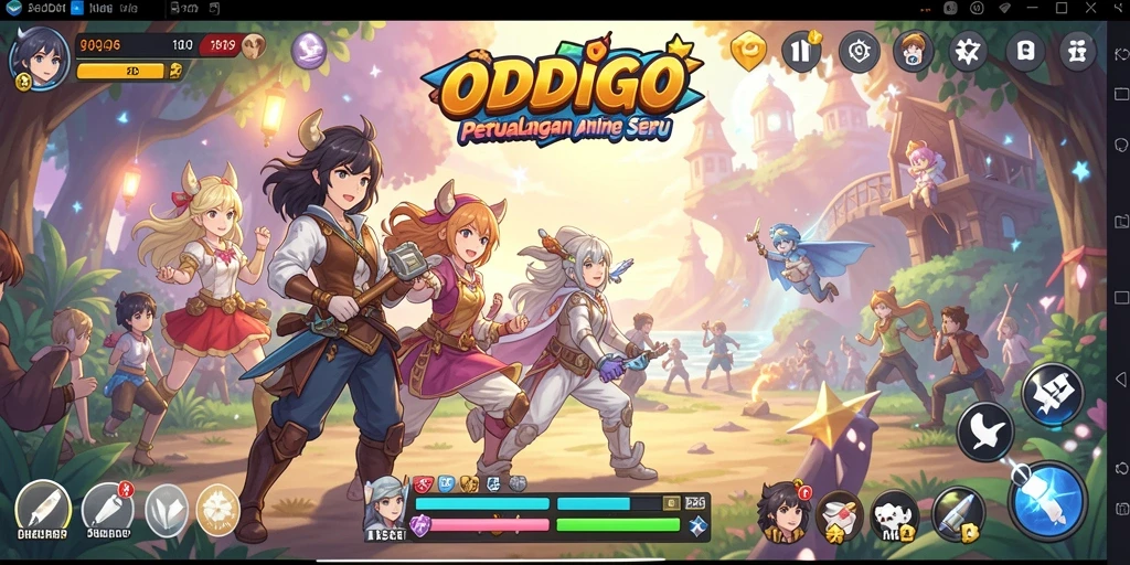 Tampilan gameplay ODDIGO yang penuh aksi dan karakter anime.
