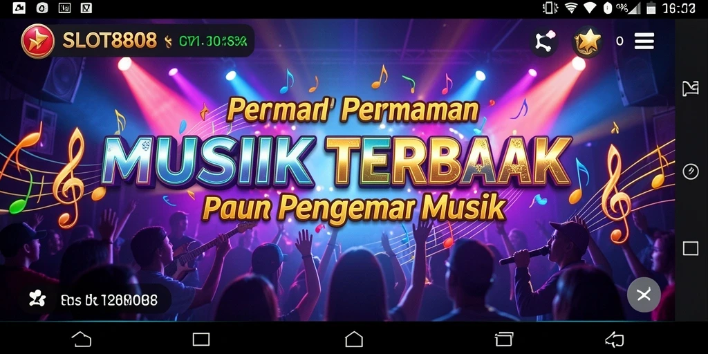 Tampilan gameplay SLOT8808 yang penuh warna dan dinamis saat bermain musik.