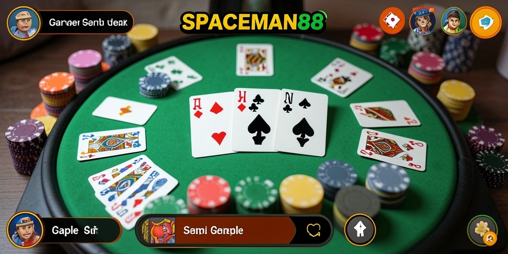 Tampilan screenshot <strong>SPACEMAN88</strong> menampilkan permainan Gaple yang seru dan interaktif.