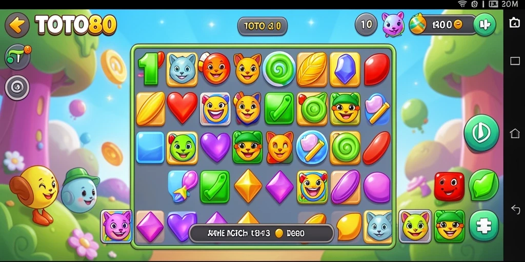 Tampilan gameplay seru TOTO80 yang penuh warna dan tantangan Match-3.