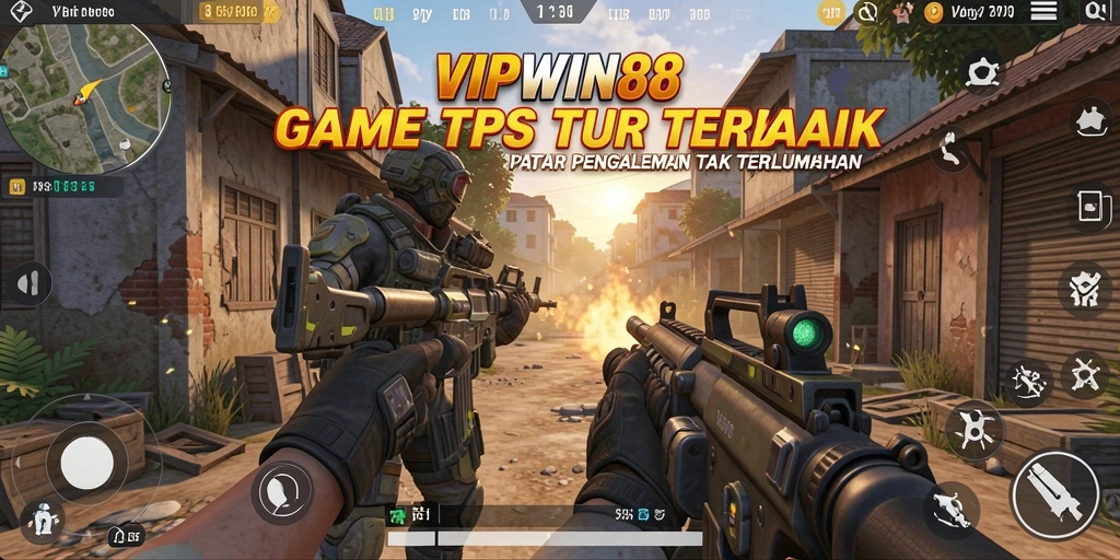 Tangkapan layar utama VIPWIN88 menunjukkan aksi gameplay TPS yang intens.